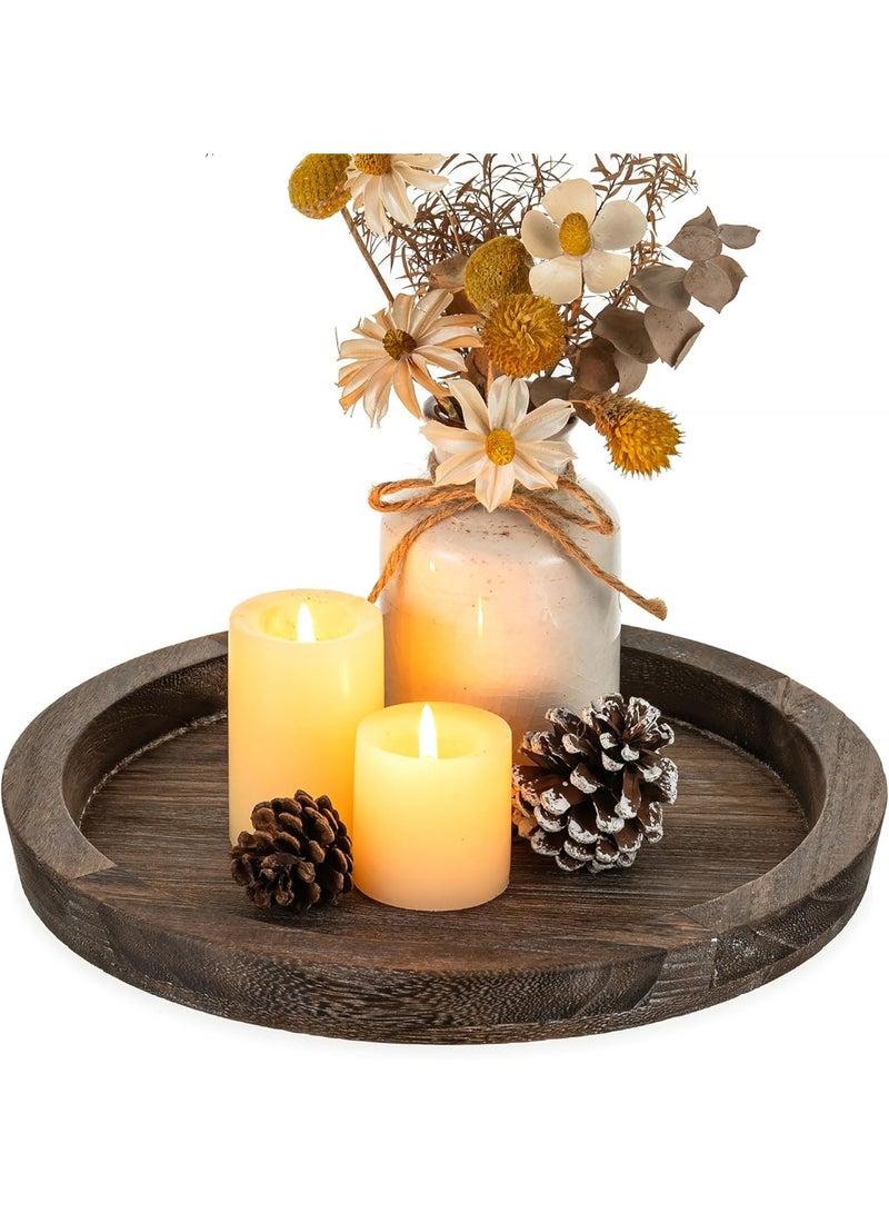 Coffee Table: Candle Holder Plate Round Decorative Serving Tray - Vintage Table Centerpiece Rustic Farmhouse Home Decor - Image 1